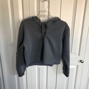 Cropped Hoodie with Shoelace design